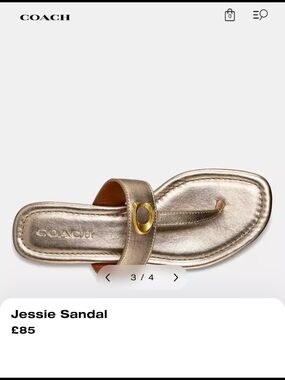 COACH Jessie Champagne Leather Toe-Post Sandal